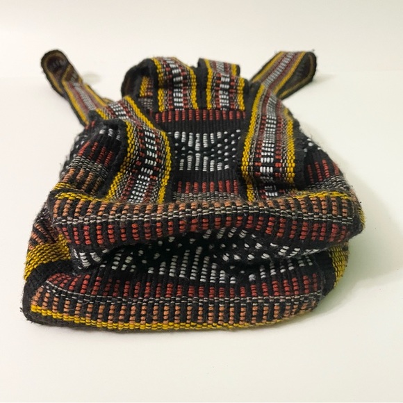 Pinzon Woven Drawstring Boho Hippie Bag Rasta Back Pack - Picture 4 of 16